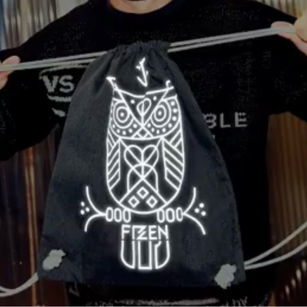 Reusable Owl Print Drawstring Bag - Picture 5 of 9